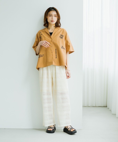 ACCORTA  インナー付 刺繍デザイン オーヴァーブラウス 生成り MaxMara STUDIO ACCORTA インナー付 刺繍デザイン オーヴァーブラウス 生成り