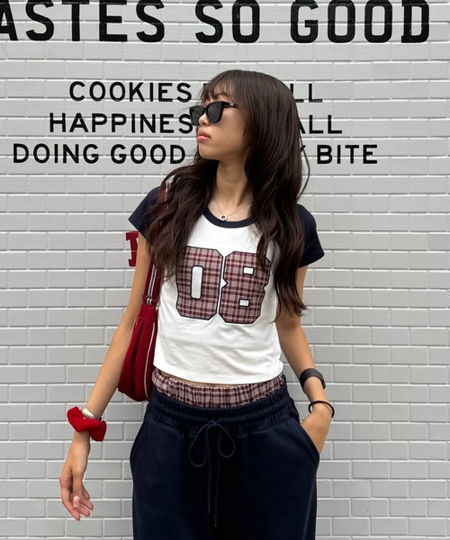 INTER FACTORY（インターファクトリー）の「SARA - チェックTシャツ made in INTER FACTORY（Tシャツ/カットソー・レディース・レッド/イエロー・FREE）」の20枚目の写真