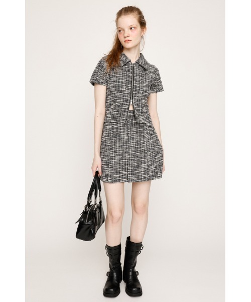TWEED LIKE CUT 2P ツイード ライク カット ツーピー 半袖 夏服