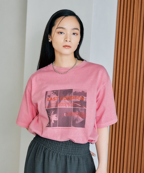 LEPSIM(レプシィム)の「モノクロロゴカラーT 571651(Tシャツ/カットソー・レディース・ピンク/オフホワイト/チャコールグレー/杢グレー・FREE)」の4枚目の写真