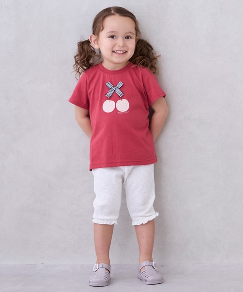 petit main（プティマイン）の「【接触冷感】7分フリルレギンス（レギンス/スパッツ・キッズ・トップグレー/サックスブルー/ライトピンク/ブラック/ホワイト系・90cm/100cm/110cm/80ｃｍ/130cm/120cm）」の2枚目の写真