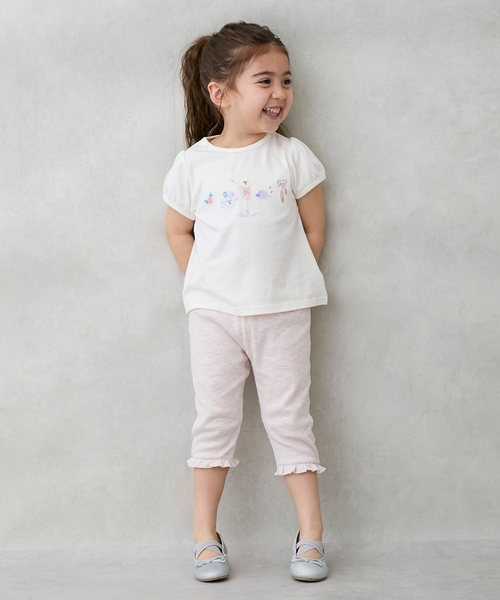 petit main（プティマイン）の「【接触冷感】7分フリルレギンス（レギンス/スパッツ・キッズ・トップグレー/サックスブルー/ライトピンク/ブラック/ホワイト系・90cm/100cm/110cm/80ｃｍ/130cm/120cm）」の5枚目の写真