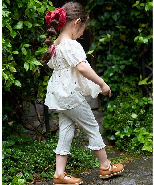 petit main（プティマイン）の「【接触冷感】7分フリルレギンス（レギンス/スパッツ・キッズ・トップグレー/サックスブルー/ライトピンク/ブラック/ホワイト系・90cm/100cm/110cm/80ｃｍ/130cm/120cm）」の6枚目の写真