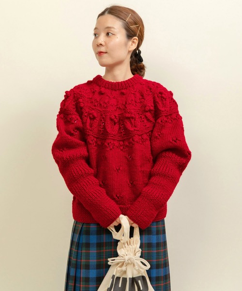 ネパールギルボックス 求心もよう編みプルオーバー（ニット