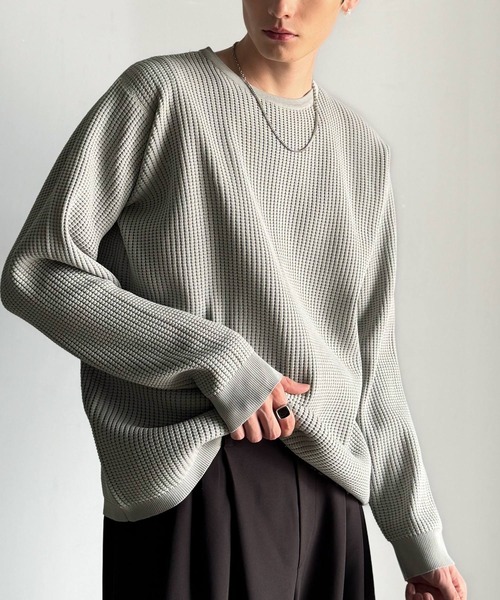 Classical Origin（クラシカルオリジン）の「【Classical Origin】「ベーシックの必需品。」サーマルクルーネックニット/Thermal Crew Neck Knit（ニット/セーター・メンズ・ブラック/グレー/オフホワイト・LARGE/MEDIUM/SMALL/X-LARGE）」の11枚目の写真