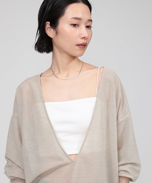 BABYLONE（バビロン）の「テレコパット付きショートキャミ（タンクトップ・レディース・ホワイト/ブラック・フリー）」の3枚目の写真