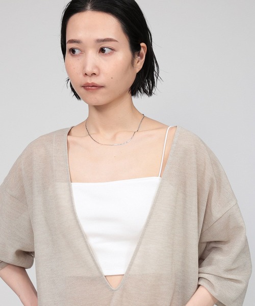 BABYLONE（バビロン）の「テレコパット付きショートキャミ（タンクトップ・レディース・ホワイト/ブラック・フリー）」の4枚目の写真