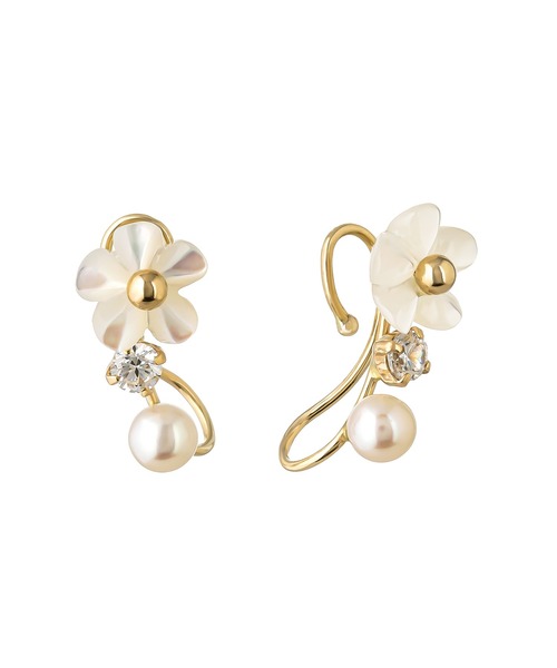 TAKE-UP（テイクアップ）の「[ フワットイヤリングス]K10 フラワーシェルイヤリング（イヤリング・レディース・イエローゴールド・FREE）」の5枚目の写真