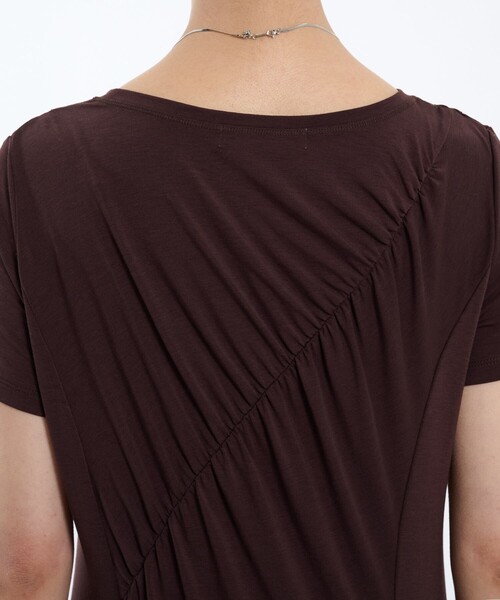 PUBLIC TOKYO(パブリックトウキョウ)の「ギャザードレープカットソーワンピ(ワンピース・レディース・ブラック/ワイン・1/2)」の20枚目の写真