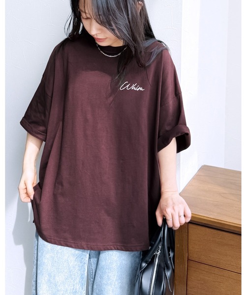 reca(レカ)の「ゆるロゴプリント&刺繍BIGTシャツ(Tシャツ/カットソー・レディース・オフホワイト/ブラック/カーキ/ブルー系その他/バーガンディー/ブルー系その他2/ピンク系その他・FREE)」の7枚目の写真