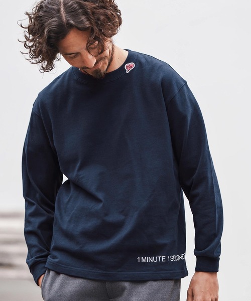 1minute 1second(ワンミニットワンセカンド)の「mlt5297-10oz heavy weight long sleeve cut&sew with logo print ロングスリーブカットソー(Tシャツ/カットソー・メンズ・ホワイト/グレイッシュベージュ/ブラック/ネイビー・M/L/XL)」の12枚目の写真