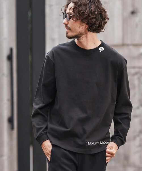 1minute 1second(ワンミニットワンセカンド)の「mlt5297-10oz heavy weight long sleeve cut&sew with logo print ロングスリーブカットソー(Tシャツ/カットソー・メンズ・ホワイト/グレイッシュベージュ/ブラック/ネイビー・M/L/XL)」の6枚目の写真