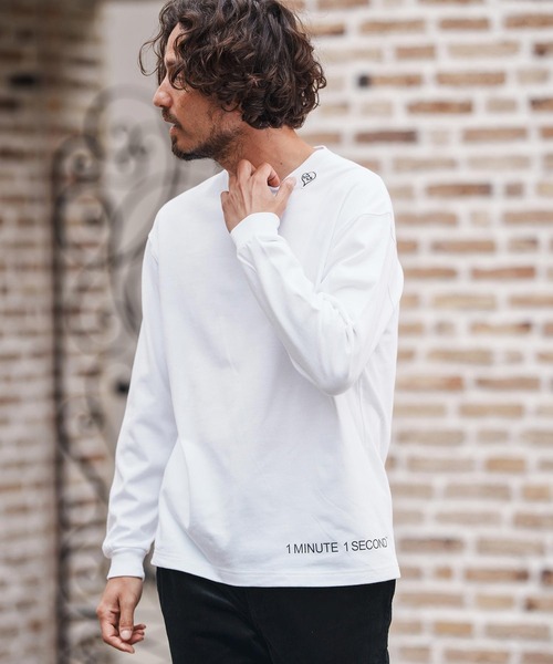 1minute 1second(ワンミニットワンセカンド)の「mlt5297-10oz heavy weight long sleeve cut&sew with logo print ロングスリーブカットソー(Tシャツ/カットソー・メンズ・ホワイト/グレイッシュベージュ/ブラック/ネイビー・M/L/XL)」の22枚目の写真