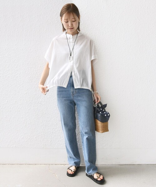 新品タグ付き〈手洗い可能〉サッカー 裾 ドロスト ドルマン ブラウス 2 手洗い可能〉サッカー 裾 ドロスト ドルマン ブラウス 2（シャツ