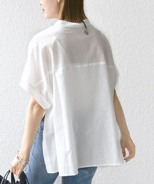 新品タグ付き〈手洗い可能〉サッカー 裾 ドロスト ドルマン ブラウス 2 手洗い可能〉サッカー 裾 ドロスト ドルマン ブラウス 2（シャツ