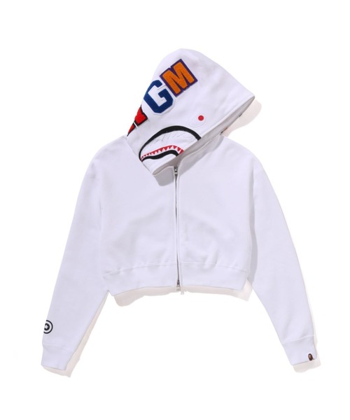 A・BATHING APE シャークパーカー ホワイト 白 SHARK CROPPED FULL ZIP HOODIE（パーカー）｜A BATHING APE（ア