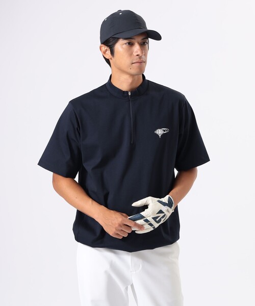 ORANGE LABEL / ハーフジップ 裾ドローコード モックネックシャツ