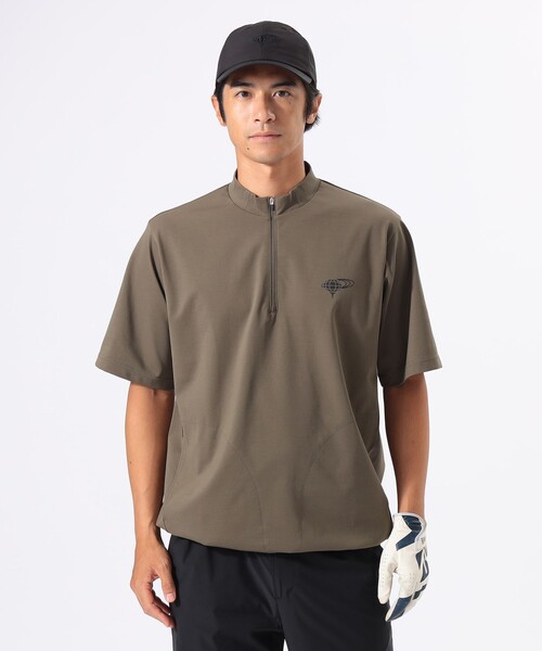 ORANGE LABEL / ハーフジップ 裾ドローコード モックネックシャツ