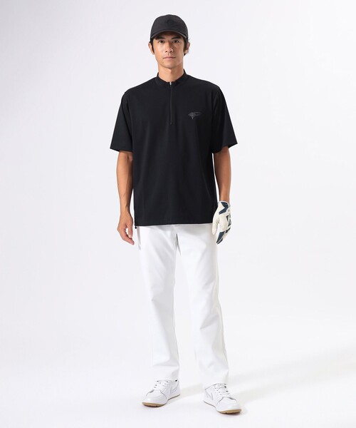 ORANGE LABEL / ハーフジップ 裾ドローコード モックネックシャツ