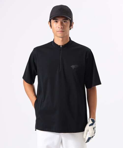 ORANGE LABEL / ハーフジップ 裾ドローコード モックネックシャツ