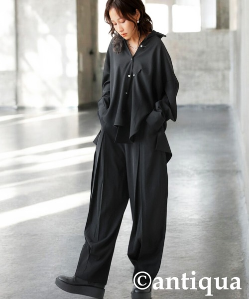 antiqua(アンティカ)の「アウトシームコクーンパンツ(その他パンツ・レディース・グレー/ブラック・ONESIZE)」の3枚目の写真