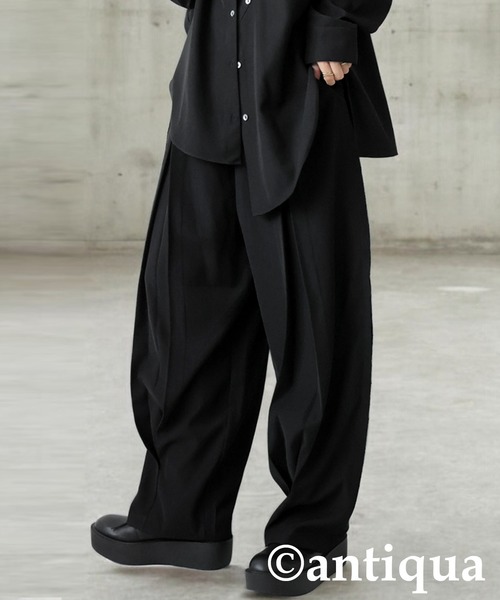 antiqua(アンティカ)の「アウトシームコクーンパンツ(その他パンツ・レディース・グレー/ブラック・ONESIZE)」の6枚目の写真