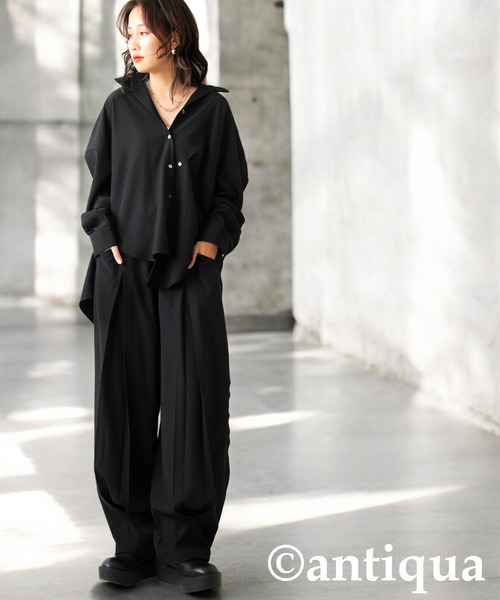 antiqua(アンティカ)の「アウトシームコクーンパンツ(その他パンツ・レディース・グレー/ブラック・ONESIZE)」の7枚目の写真