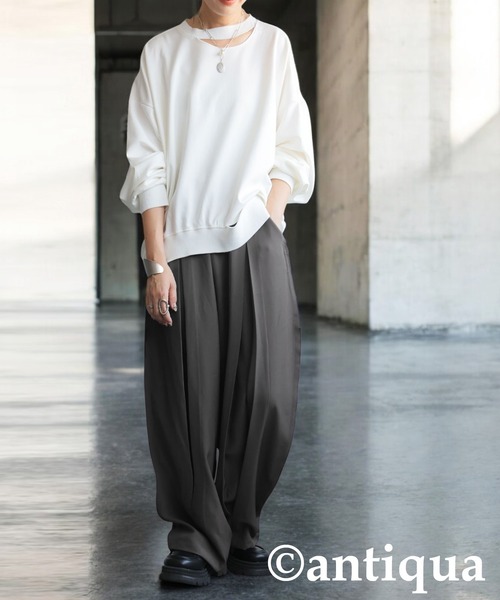 antiqua(アンティカ)の「アウトシームコクーンパンツ(その他パンツ・レディース・グレー/ブラック・ONESIZE)」の8枚目の写真