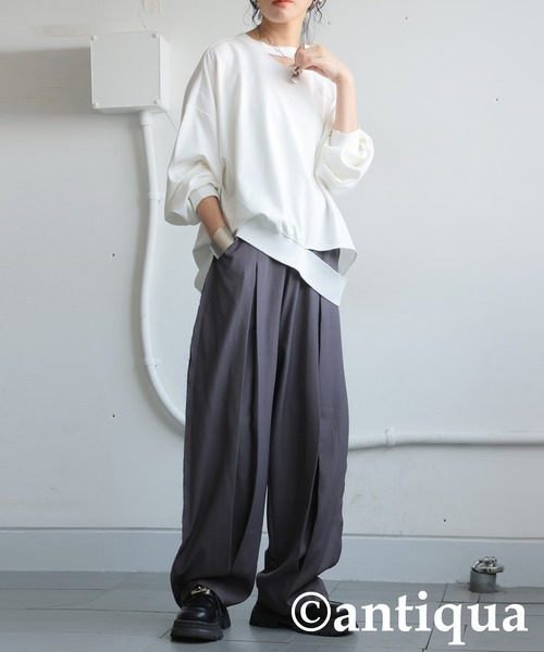 antiqua(アンティカ)の「アウトシームコクーンパンツ(その他パンツ・レディース・グレー/ブラック・ONESIZE)」の13枚目の写真