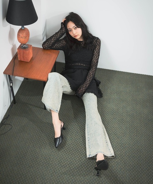 3.3 Field Trip （3.3フィールドトリップ）の「3.3 Field Trip／キラキラフレアデニムパンツ（デニムパンツ・レディース・ブルー/ブラック・FREE）」の3枚目の写真