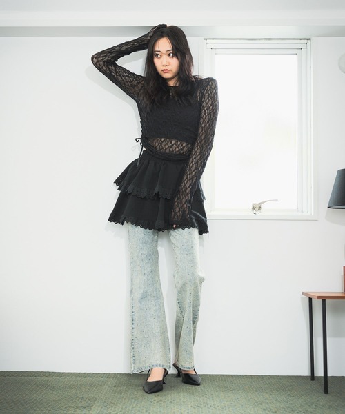 3.3 Field Trip （3.3フィールドトリップ）の「3.3 Field Trip／キラキラフレアデニムパンツ（デニムパンツ・レディース・ブルー/ブラック・FREE）」の5枚目の写真