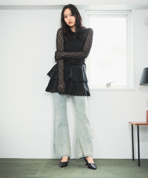 3.3 Field Trip （3.3フィールドトリップ）の「3.3 Field Trip／キラキラフレアデニムパンツ（デニムパンツ・レディース・ブルー/ブラック・FREE）」の6枚目の写真