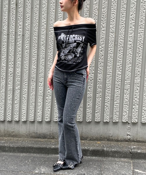 3.3 Field Trip （3.3フィールドトリップ）の「3.3 Field Trip／キラキラフレアデニムパンツ（デニムパンツ・レディース・ブルー/ブラック・FREE）」の19枚目の写真