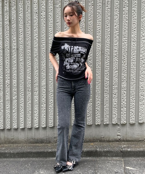 3.3 Field Trip （3.3フィールドトリップ）の「3.3 Field Trip／キラキラフレアデニムパンツ（デニムパンツ・レディース・ブルー/ブラック・FREE）」の18枚目の写真