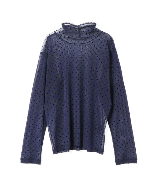 mizuiroind（ミズイロインド）の「mizuiro ind メッシュドットハイネックプルオーバー（Tシャツ/カットソー・レディース・ネイビー/ブラウン/ブラック/ネイビー系2・FREE）」の3枚目の写真
