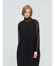 mizuiro ind メッシュドットハイネックプルオーバー