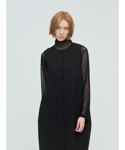 mizuiroind（ミズイロインド）の「mizuiro ind メッシュドットハイネックプルオーバー（Tシャツ/カットソー・レディース・ネイビー/ブラウン/ブラック/ネイビー系2・FREE）」の2枚目の写真