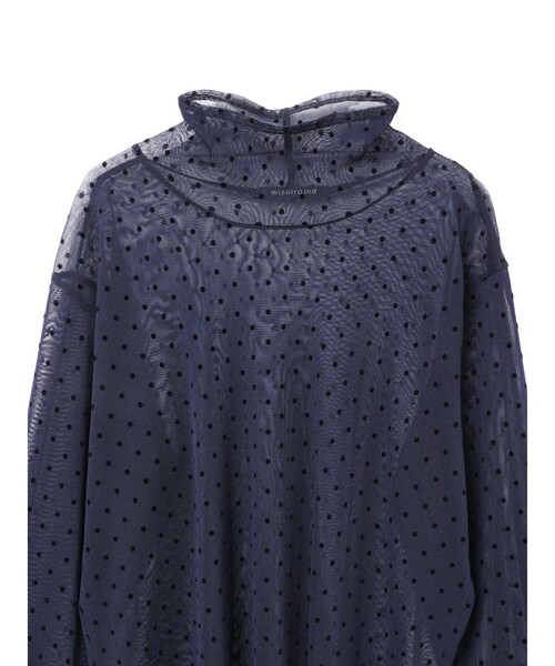 mizuiroind（ミズイロインド）の「mizuiro ind メッシュドットハイネックプルオーバー（Tシャツ/カットソー・レディース・ネイビー/ブラウン/ブラック/ネイビー系2・FREE）」の17枚目の写真