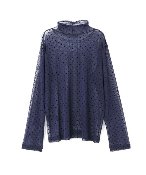 mizuiroind（ミズイロインド）の「mizuiro ind メッシュドットハイネックプルオーバー（Tシャツ/カットソー・レディース・ネイビー/ブラウン/ブラック/ネイビー系2・FREE）」の21枚目の写真