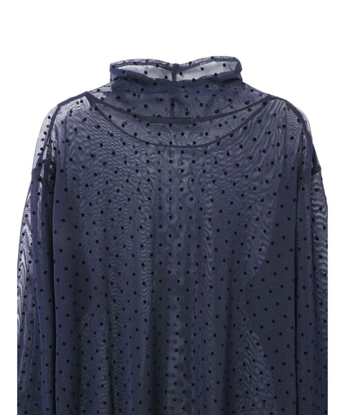 mizuiroind（ミズイロインド）の「mizuiro ind メッシュドットハイネックプルオーバー（Tシャツ/カットソー・レディース・ネイビー/ブラウン/ブラック/ネイビー系2・FREE）」の22枚目の写真