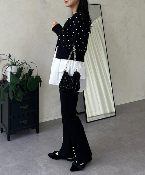 prose verse（プロズヴェール）の「【-3kg見え！】パール付フロントスリットスーパーストレッチパンツ（その他パンツ・レディース・ブラック・LARGE/MEDIUM/TL/TM/PL/PM）」の9枚目の写真