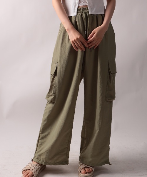 NANAHACHI(ナナハチ)の「シャカシャカ カーゴワイドパンツ(カーゴパンツ・レディース・カーキ/ブラック/チャコールグレー・FREE)」の5枚目の写真