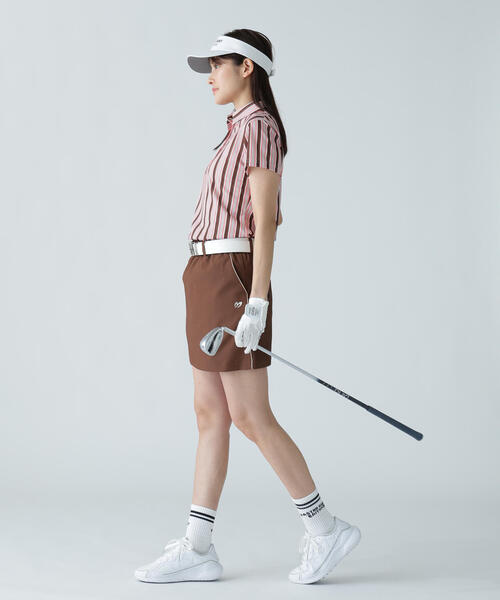 MASTER BUNNY EDITION（マスターバニーエディション）の「【MASTER BUNNY EDITION】エアロクールピケマルチストライププリント半袖ポロシャツ（ポロシャツ・レディース・ブルー/ベージュ・LARGE/MEDIUM）」の4枚目の写真