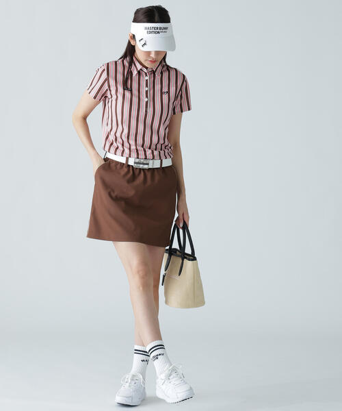 MASTER BUNNY EDITION（マスターバニーエディション）の「【MASTER BUNNY EDITION】エアロクールピケマルチストライププリント半袖ポロシャツ（ポロシャツ・レディース・ブルー/ベージュ・LARGE/MEDIUM）」の5枚目の写真
