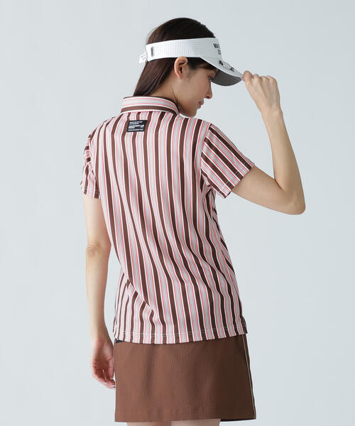 MASTER BUNNY EDITION（マスターバニーエディション）の「【MASTER BUNNY EDITION】エアロクールピケマルチストライププリント半袖ポロシャツ（ポロシャツ・レディース・ブルー/ベージュ・LARGE/MEDIUM）」の7枚目の写真