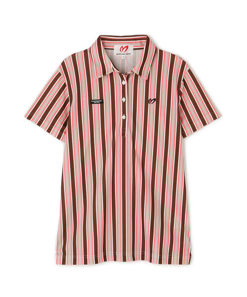 MASTER BUNNY EDITION（マスターバニーエディション）の「【MASTER BUNNY EDITION】エアロクールピケマルチストライププリント半袖ポロシャツ（ポロシャツ・レディース・ブルー/ベージュ・LARGE/MEDIUM）」の8枚目の写真