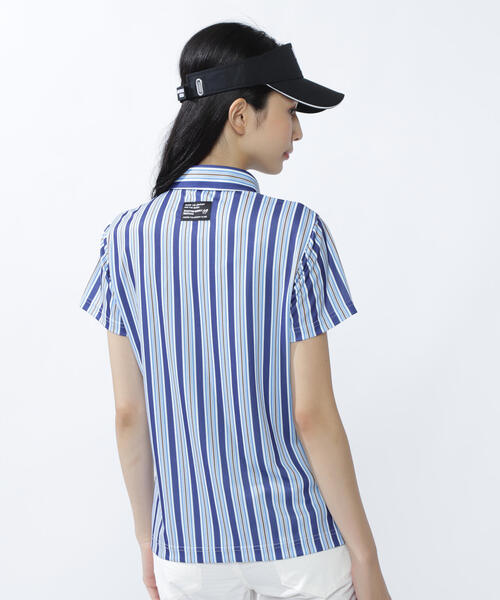 MASTER BUNNY EDITION（マスターバニーエディション）の「【MASTER BUNNY EDITION】エアロクールピケマルチストライププリント半袖ポロシャツ（ポロシャツ・レディース・ブルー/ベージュ・LARGE/MEDIUM）」の15枚目の写真