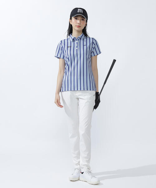 MASTER BUNNY EDITION（マスターバニーエディション）の「【MASTER BUNNY EDITION】エアロクールピケマルチストライププリント半袖ポロシャツ（ポロシャツ・レディース・ブルー/ベージュ・LARGE/MEDIUM）」の17枚目の写真