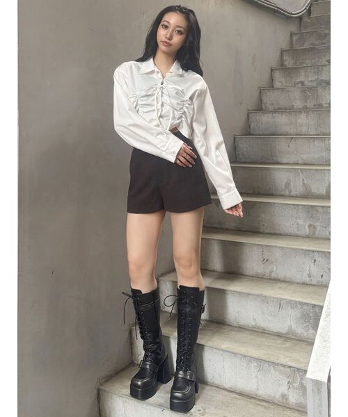 MURUA(ムルーア)の「ウールライクタックショートパンツ(その他パンツ・レディース・グレー/ブラック/ブラウン・1/2)」の21枚目の写真