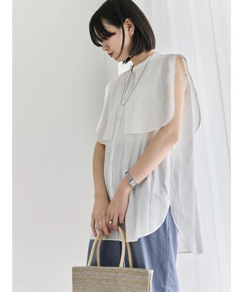 Samansa Mos2 blue(サマンサモスモスブルー)の「ケープブラウス(シャツ/ブラウス・レディース・ブラック/オフホワイト/ブルー・F)」の9枚目の写真